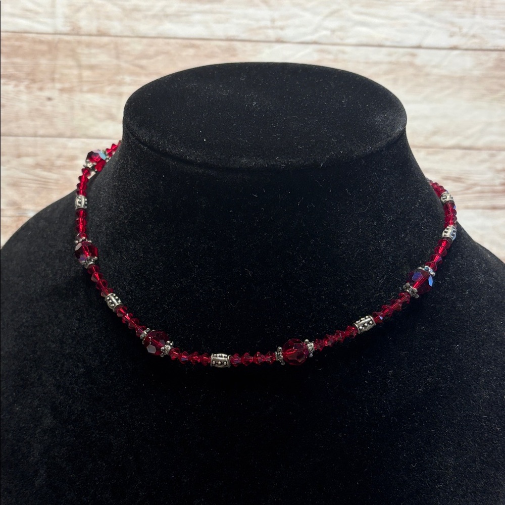 Elegant Red Glass Beaded Necklace